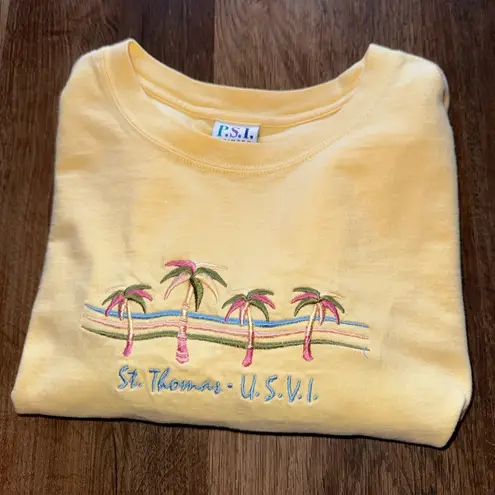 Vintage Yellow Crop Top with Short Sleeves Size M
