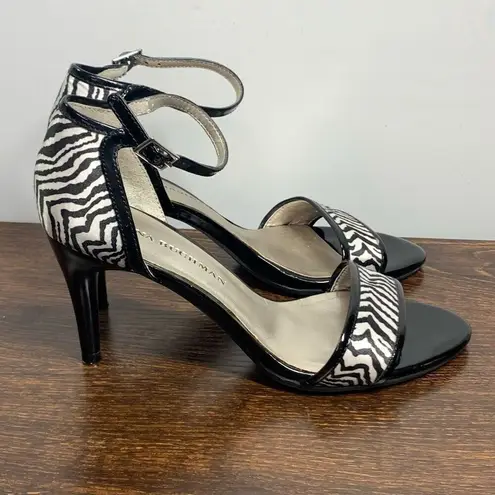 Dana Buchman Women's Majorca Zebrasin Ankle Strap Gladiator Heels Black Size 7