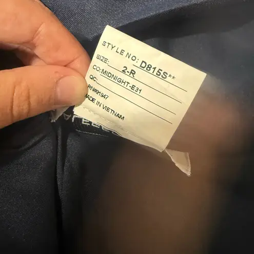 Alfred Sung NWT Draped One Shoulder Satin Maxi Dress Formal Midnight Navy Size 2