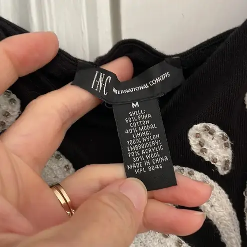 INC  Beaded Embroidered black Dress