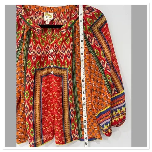 Fig and Flower Top Sz M Multicolor Floral Paisley boho Orange Size M