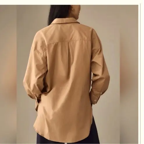 Anthropologie Maeve Bennet Button Down Shirt Sz M by  Sz S 100% Cotton in Camel - Image 5