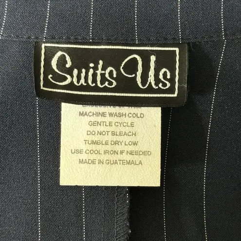 Suits Us Blazer Womens 6 Navy White Stripe Sleeveless Jacket Corpcore Vintage Blue