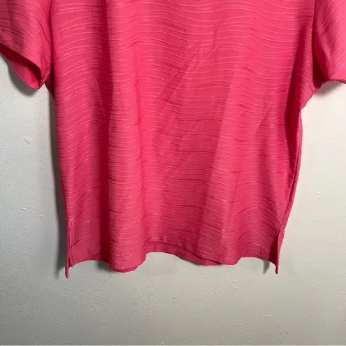 Vintage N Touch Short Sleeve Blouse Pink Textured Stripe L Size L