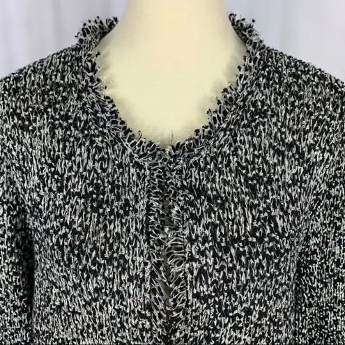 Lane Bryant Marled Black Silver Metallic Knit Fringe Cardigan Sweater Plus 18