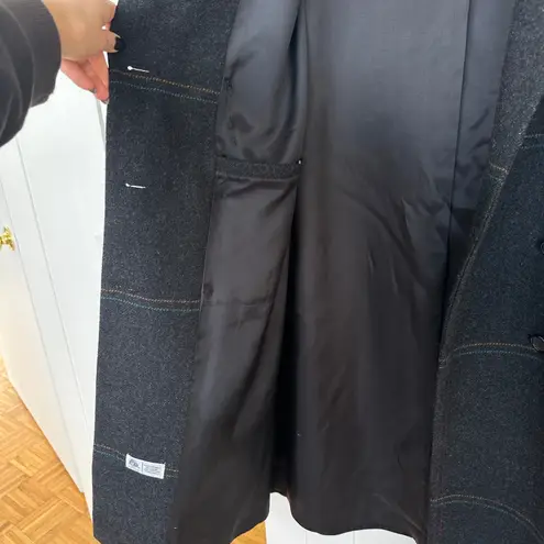 Vintage Alorna Petite Women's 100% Wool Windowpane Plaid Pea Coat, Size M, EUC Gray Size M