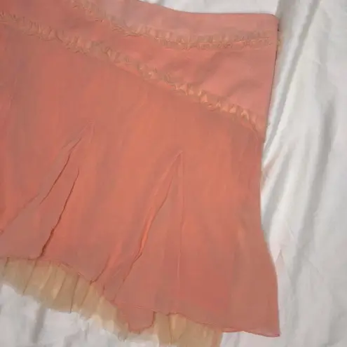 Bebe  Peach Pink Layered Chiffon Mini Skirt