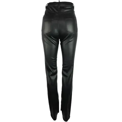 ZARA  Black Faux Leather High Rise Fitted Ankle Straight Leg Pants Size 00