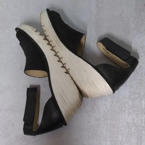 Fly London Yake Leather Wedge Sandals in Black– Size 41 (US 10-10.5) – EUC