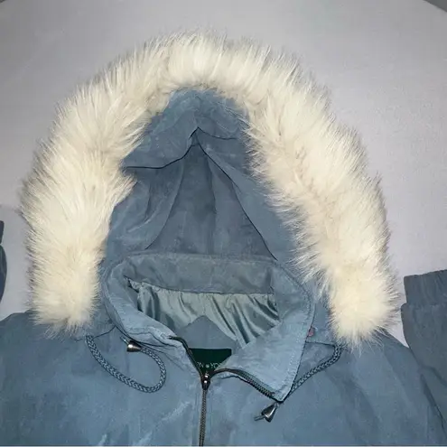 Preston & York Sport • Fox Fur Hood Blue Grey Parka Warm Size XL Winter Coat