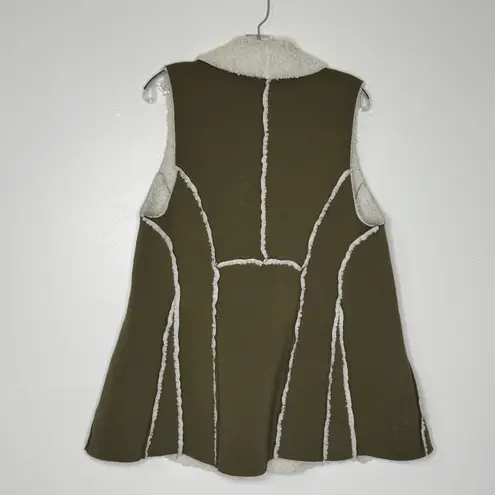 Indigo Soul Olive/Army Green Faux Sherpa Lined Vest Women’s L