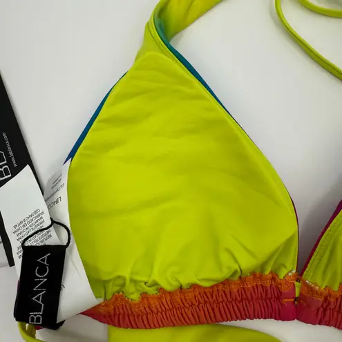 La Blanca Bikini Top Size 6 Setting Sun Tassel Ombre Multi Swim NWT String Pool