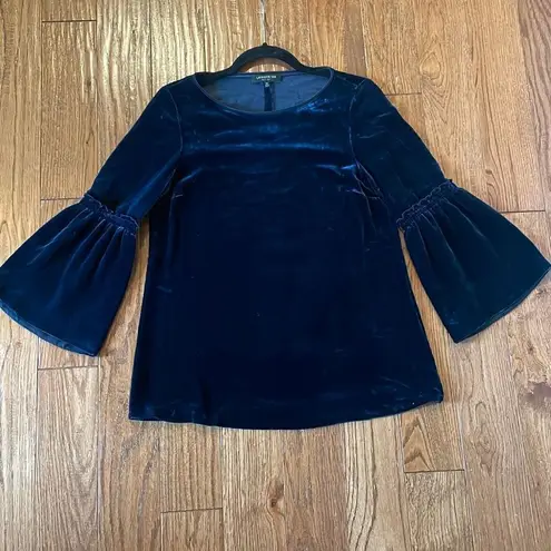 LAFAYETTE 148 New York navy velvet silk blend blouse xs Blue