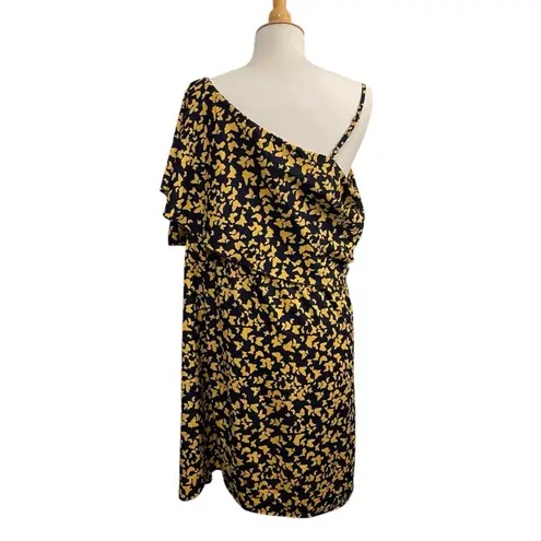 Indulge Women's Dress 3X Black Yellow Butterfly Print