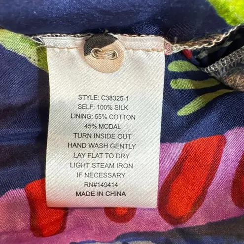 Johnny Was Regia Dress Tiered 100% Silk Boho Midi Floral Paisley Patchwork Small