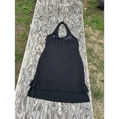 Amanda Smith Black Halter‎ Dress Women’s Size 12 Pleated Hem Back Zip Fairy Fall