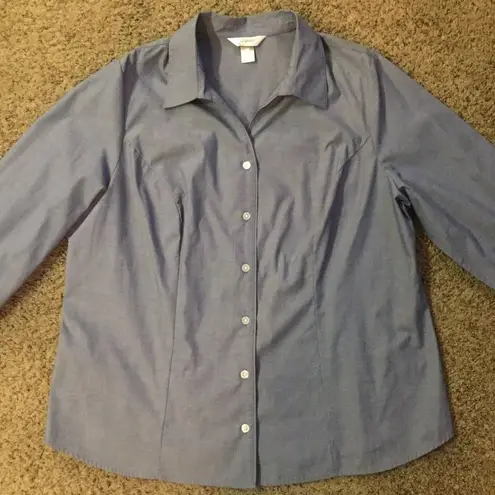 cj banks  Blouse Womens 1X Used Blue V-Neck Button Front