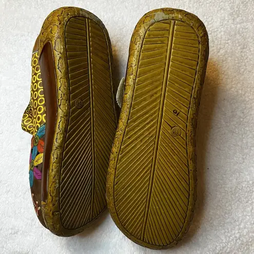 Socofy Leather 7 Mary Jane Shoe Flower Embossed Blue Yellow Green Platform Brown