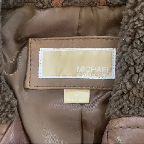 Michael Kors faux fur-trimmed leather jacket Size M