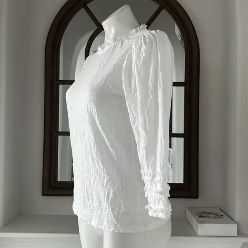 Goldie Pima Cotton Ruffle Trim Tee in White, Size M New w/Tag $125