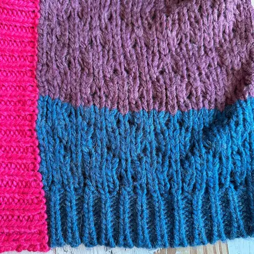 Farm Rio Striped Oversized Cardigan Multicolor Knit Puff Sleeve size XS Crochet