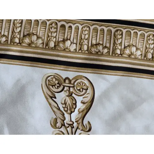 Echo White Black Gold 100% Silk 35” X 35” Square Scarf Ornate Baroque Luxury