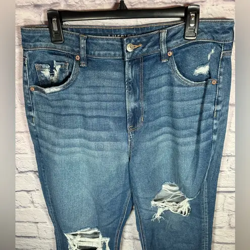 American Eagle  Distressed Ripped Denim Mom straight Jean Women Size 14