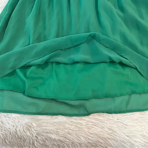 Miami  Green Crochet Trim Boho Peasant Dress Size M Cottagecore Chic