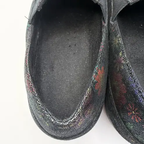 Spring Step Professional Nurse Shoes Black Clogs Flowers Sz 6M Manila Flpwer