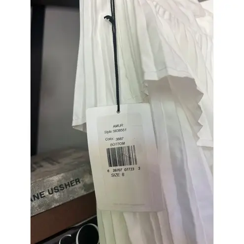 AMUR Ophelia Pleated Taffeta Maxi Skirt White Womens Size 8