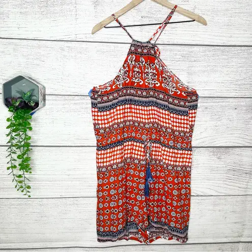 NWT Ethan and Amy Red & Blue Boho Patterned Sleeveless Romper Size Small