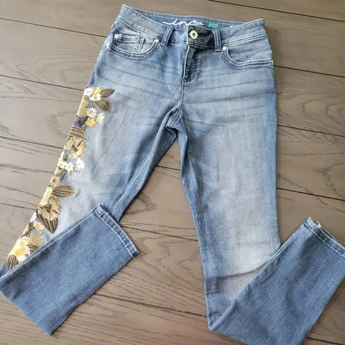 INC  jeans denim embroidered floral 2