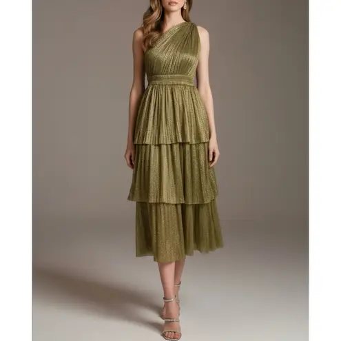 SABINA MUSAYEV Isabello Plisse Midi Dress, Moss Green, Medium Green