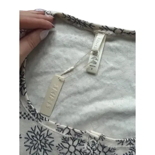 SKIMS Logo Pointelle Cream Fair Isle
Henley Long Sleeve Cropped Size S NWT