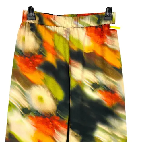 Stine Goya Abstract Impressionism Floral Pull On Pants Orange Green Size XS NWOT