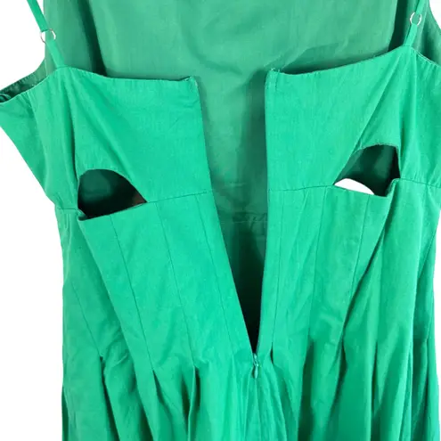 PaperMoon NWT Green Cotton Cutout Spaghetti Strap Pleated Mini Dress Size L