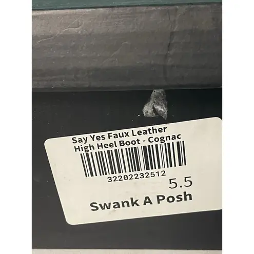 Liliana Brown Faux Leather Pointy Toe Boots Heel Womens Size 5.5