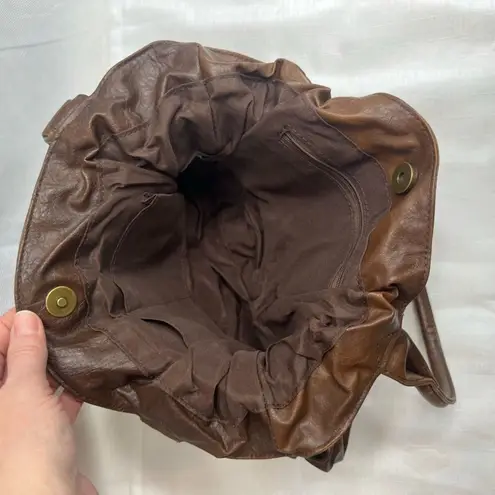 Source Unknown Faux‎ Brown Leather Flower Cutout Handbag