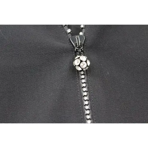 Escada Blazer Rhinestone Crystals Zipper Wool Jacket Black Lined Size 34 Small