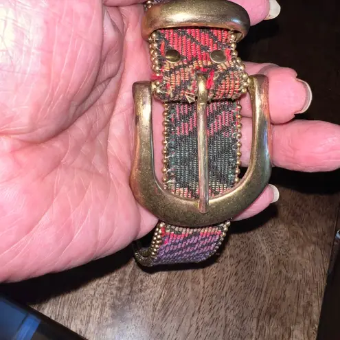 Elite Belt Womens Medium Colorful Woven Fabric with Gold Stud Detail Boho