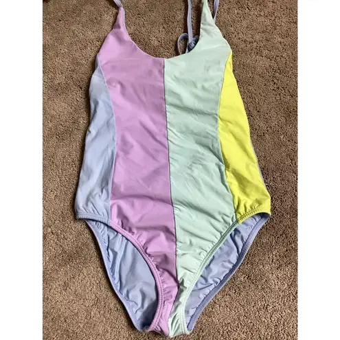 PilyQ New. pastel stripe one piece. Small. Retails $178