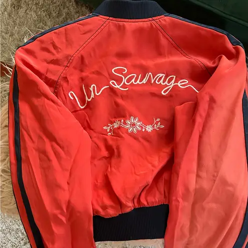 Cinq À Sept Red Embroidered Bomber Jacket (see photos)
