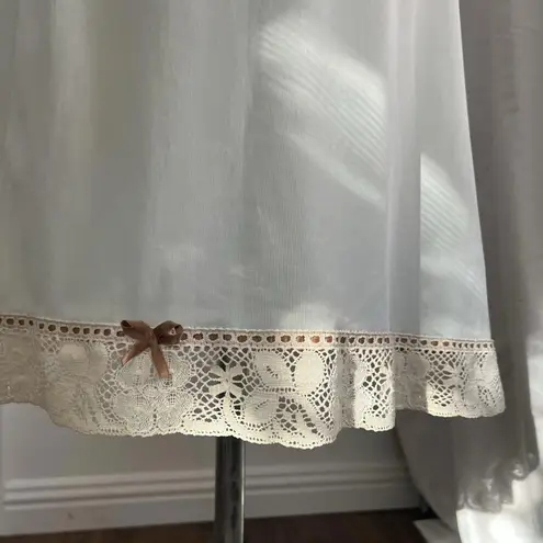 Vintage Fairy Grunge Mint Green Midi Half Slip Skirt with Lace Brown Bow Dainty Size undefined