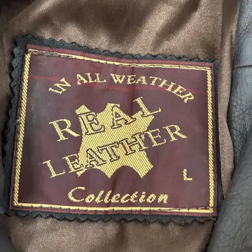 Vintage German Real Leather Echtes Leder Women’s Jacket Brown Sz L Waxed Size L