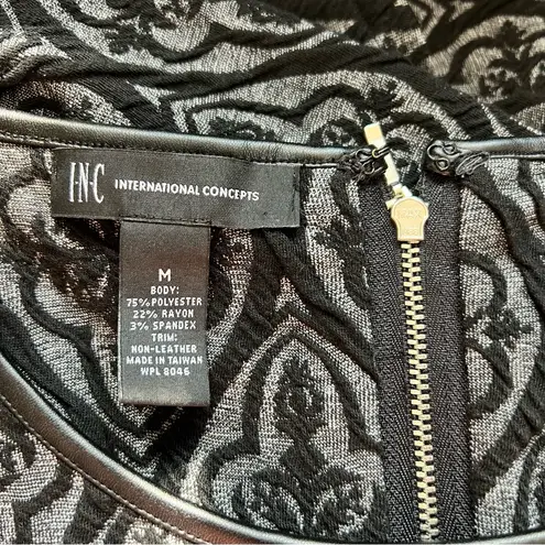 INC International Concepts Black Gray Patterned Knee Length Sheath Dress Size M Size M