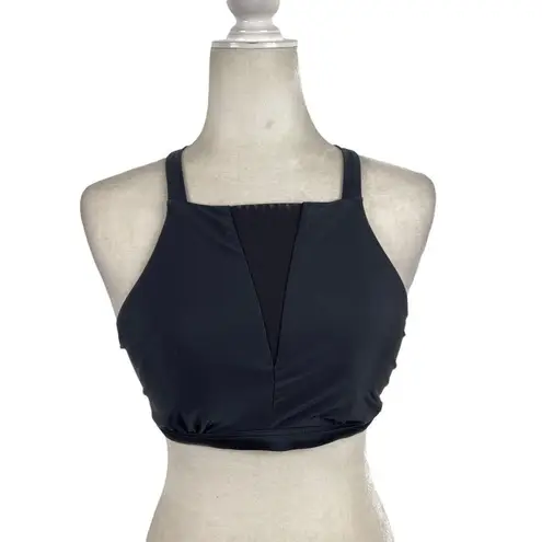 prAna Women's Black Regan High Neck Bikini Top with Mesh Detail Size Small