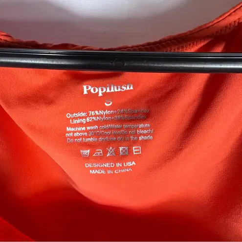 NWT Popilush Red Square Neck Thong Bodysuit Tummy Control Sleeveless Top Small