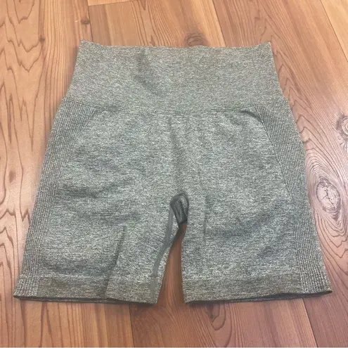 Heathered Green High Waist Seamless Cinched Scrunch Butt Bike Shorts Small