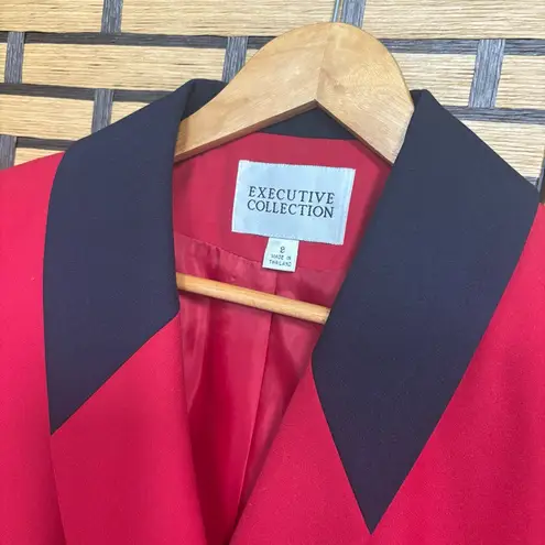 Executive Collection Red And Black Blazer And Skirt Suit Size 8