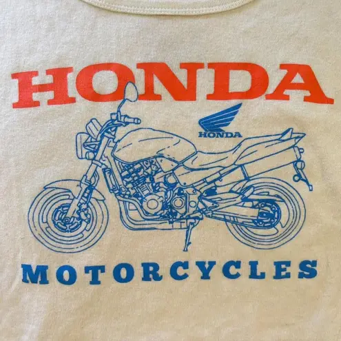 honda motorcycles graphic print short sleeve crop top t shirt